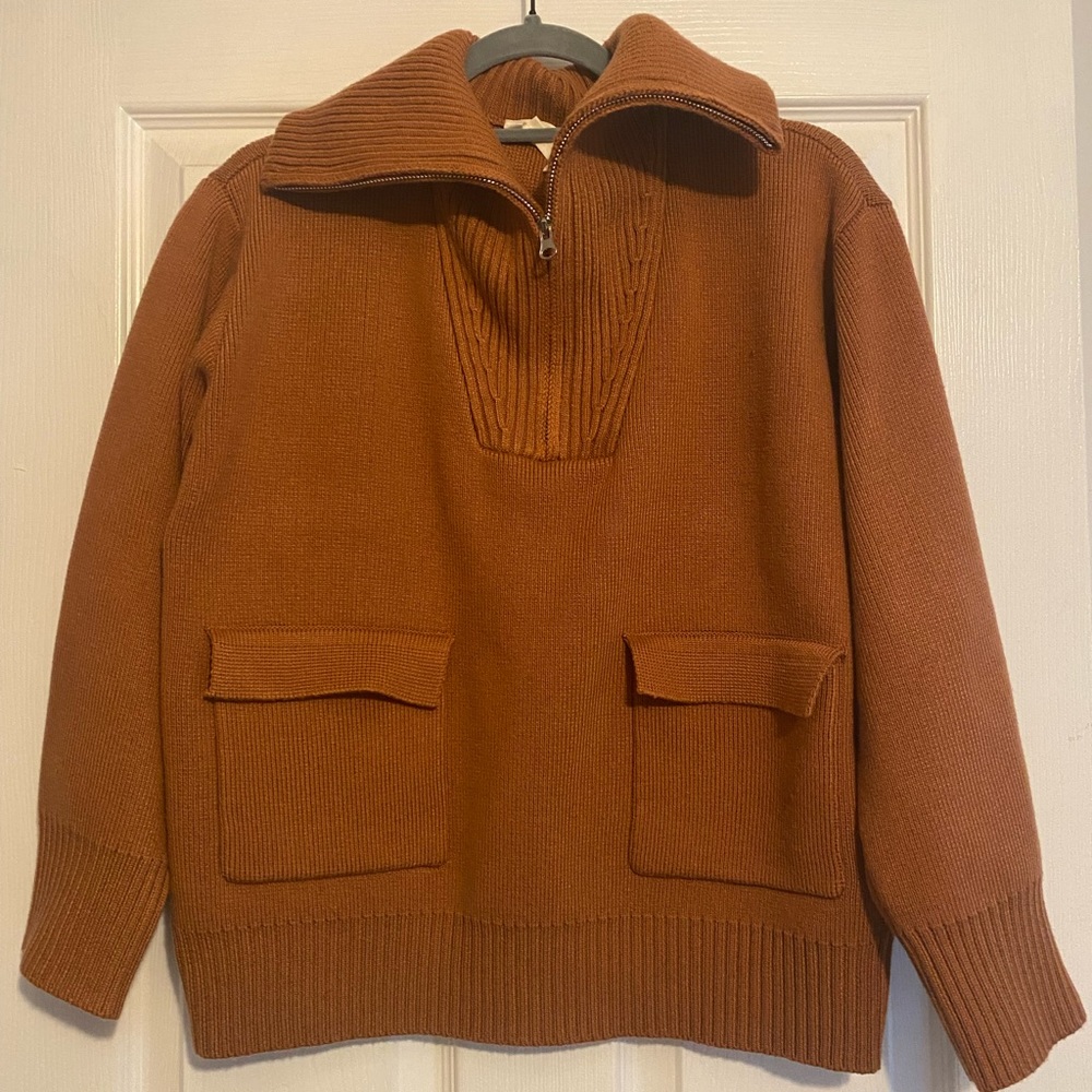 English Factory by Anthropologie Half-Zipped Oversized Pullover Sweater